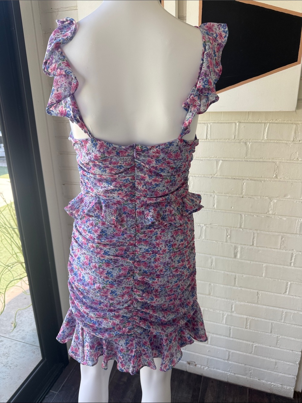 Floral Ruffle Mini Dress - Pink Multi - Picture 3 of 3